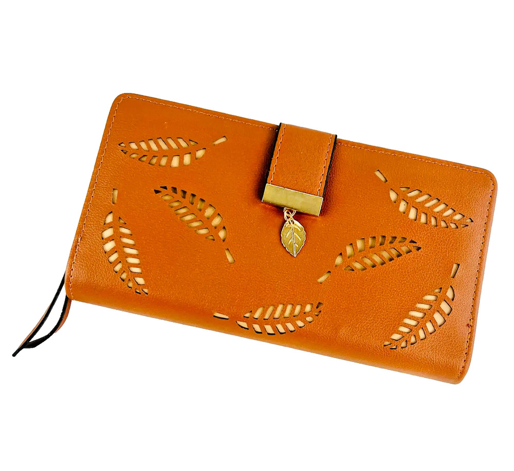 Brown Wanderlust Wallet by VAGABOND GOODS Clutch Purse with Leaf Detailing NEW